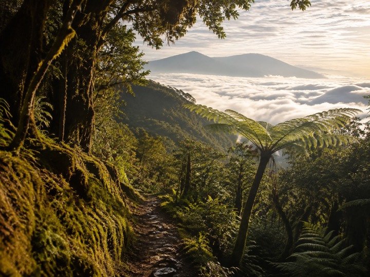 Ilustrasi AI bertema Alam & petualangan, bukan foto lokasi sebenarnya